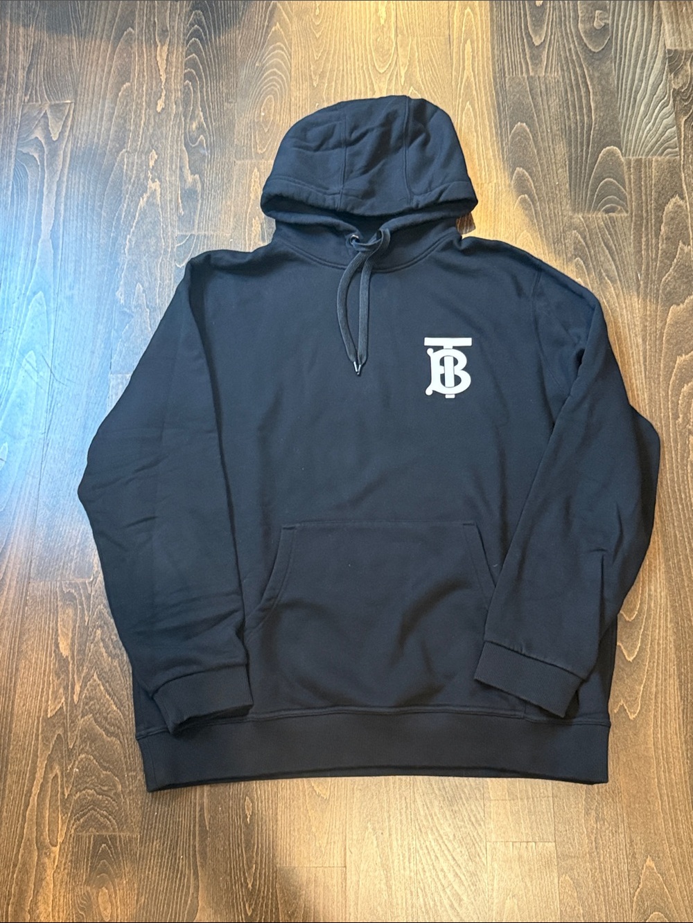 Burberry Black Hoodie with White TB Monogram